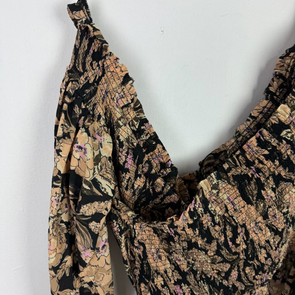 NWT Free People East To West Smocked Top Off the Shoulder Black Size Medium M - Picture 9 of 12
